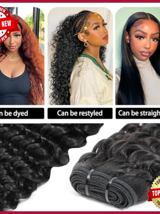 Deep Wave Human Hair Extensions 16-20 Inch Brazilian Virgin Hair Bundles main image 4
